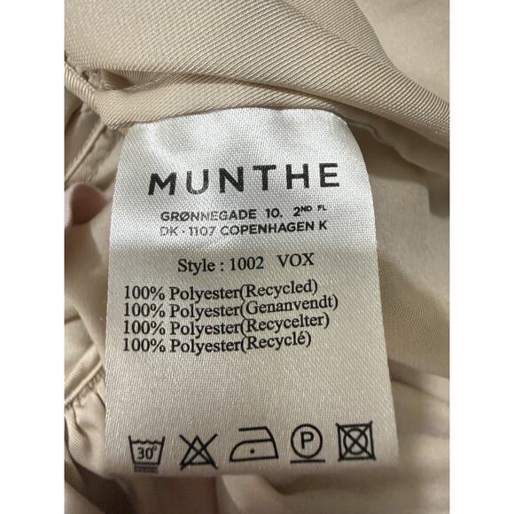 Munthe Vox Wrap Blouse Women’s Ivory Ruffle Satin Like Top Approx Size M/L Boho - Picture 8 of 13